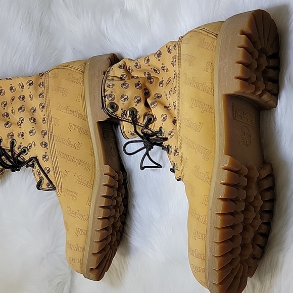 TIMBERLAND est 1973 Waterproof Men Roll up Camel Timberland Logo Print Size 9M - Picture 11 of 13